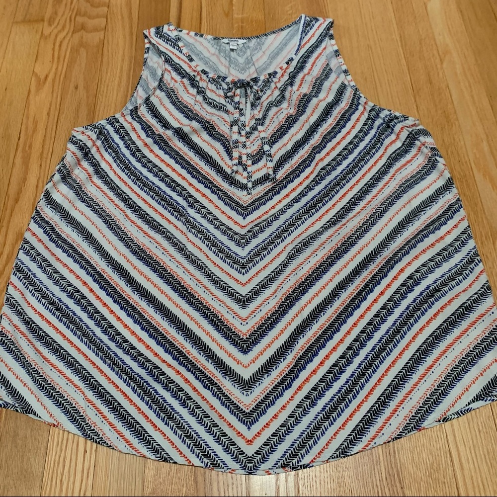 Sonoma Red White Blue Black Striped Tank Size XL